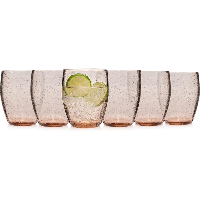 Набор бокалов для питья Singer Porto Набор стеклянных бокалов из 6 предметов на 6 человек, стакан для воды, разноцветный, уникальная огранка, повседневный, семейный ужин, офис, набор стаканов для сока на открытом воздухе 310 мл (London Brown 6 шт.)
