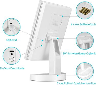 Дзеркало косметичне настільне з підсвічуванням та 10-кратним збільшенням Vialex