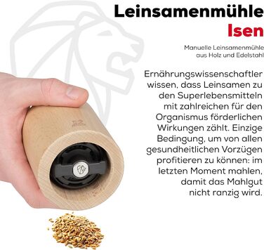 Высококачественная мельница для специй Ручная изготовлена из сертифицированной PEFC древесины и нержавеющей стали I Кухонные аксессуары I (Льняная мельница), 16