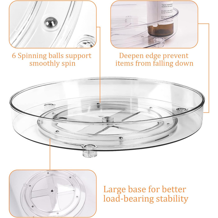 Органайзер для холодильника обертовий, набір 2 предмети, прозорий TUFA