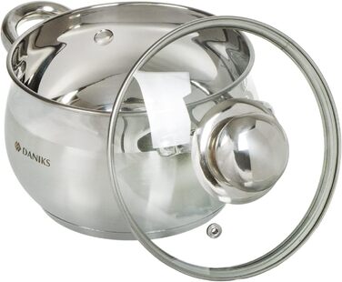 Набор из 3 кастрюль из нержавеющей стали со стеклянными крышками 16/18/20 см, 6 предметов Classic Daniks