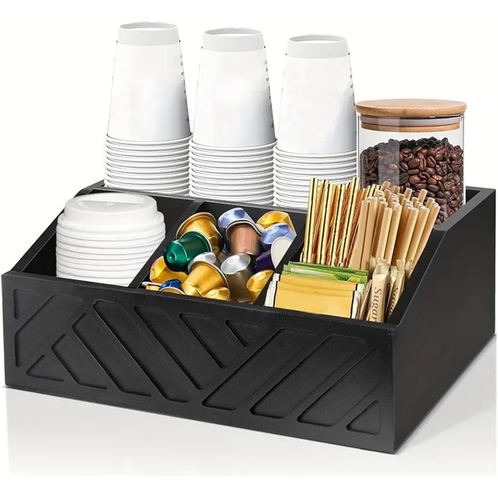 Органайзер для кавових аксесуарів, снеків, столових приладів, канцелярії дерев`яний, чорний Atliberswo