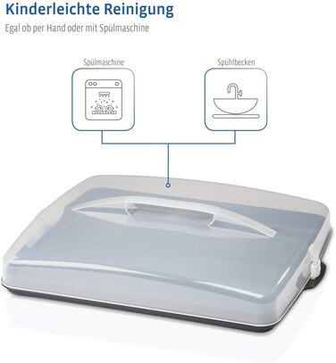 Кругла транспортувальна коробка для торта Xavax з кришкою, контейнер для торта діаметром 31,5 см, внутрішня висота 8 см, коробка для торта з пристроєм поділу шматків, антрацитова форма для торта, прозора (коробка для транспортування листкового торта)