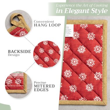 Рукавички для духовки Maison d&39 Hermine, підставки для каструль, 100 бавовна, термостійкі кухонні рукавички, рукавички для духовки (19 см x 33 см) та підставки для каструль (20 см x 20 см) для приготування їжі, Morzine - рукавички для духовки на День по