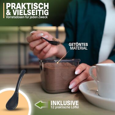 Банки для хранения с герметичными крышками Набор из 24 контейнеров для хранения БЕЗ БИСФЕНОЛА А Для мюсли, хранения муки и сахара Практичный кухонный ящик для хранения всех продуктов (антрацит 0,550 мл)