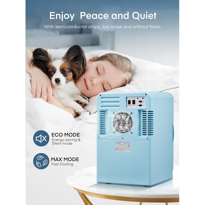 Мини-холодильник с функцией охлаждения 15 л синий FOHERE