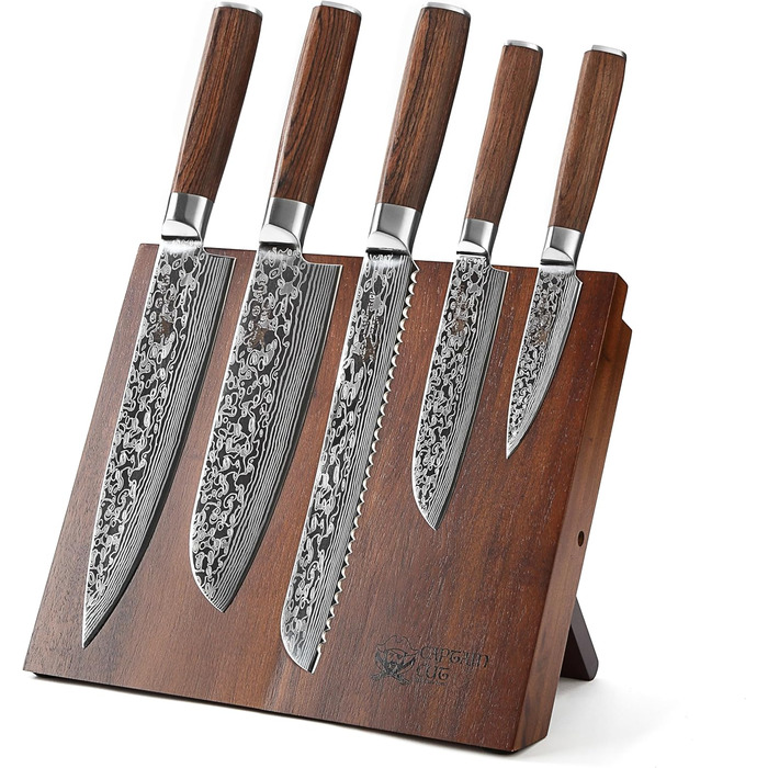 Набор из 5 ножей на магнитной подставке, серебристые Captain Cut