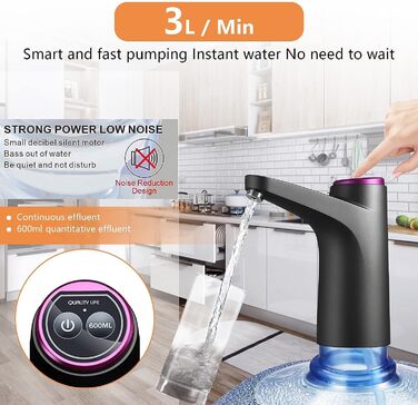 Насос для пляшок з водою на 5 галонів 4 Вт чорний ZHITING