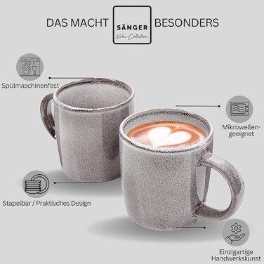 Комбінований сервіз на 6 персон, набір тарілок кавовий кухоль макаронна миска 30 шт. , набір посуду з кераміки посудомийна машина - мікрохвильова піч - стійкий до подряпин, набір посуду з кераміки КОЛЕКЦІЯ ЦІННОСТЕЙ (Cairo moon сірий, кавовий кухоль 6 шт.