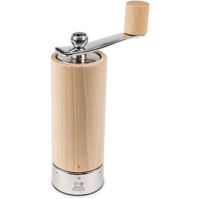 Ручная мельница для перца с кривошипом, классическая регулировка помола, высота 18 см, дерево/нержавеющая сталь, натуральный, 37307 Мельница для перца натуральная и нержавеющая сталь