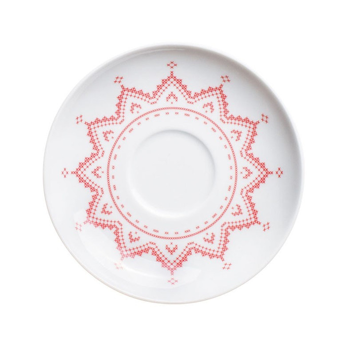 Блюдце до чашки для кави 15 см, червоне Cross Stitch Kahla