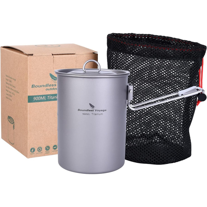 Титановий горщик з кришкою 900 мл. Boundless Voyage