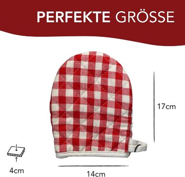 Рукавички для духовки AMRAMI термостійкі, набір бавовняних рукавичок для приготування їжі та випічки, 2 рукавички для духовки, що праються (червоно-чорні в клітинку) (маленькі червоно-білі в клітинку)