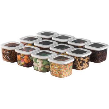 Банки для хранения с герметичными крышками Набор из 24 контейнеров для хранения БЕЗ БИСФЕНОЛА А Для мюсли, хранения муки и сахара Практичный кухонный ящик для хранения всех продуктов (набор из 12 белых 550 мл)
