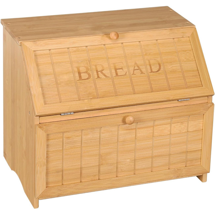 Хлібниця Leader Accessories з бамбука, 2-ярусна, для безпечного зберігання хліба, легкий догляд, 39x25x32 см, чорна (39x25x32 см/15,3&39x9,8&39x12,6&39) (Вінтажна (39x25x32 см/15,3&39x9,8&39x12,6&39))