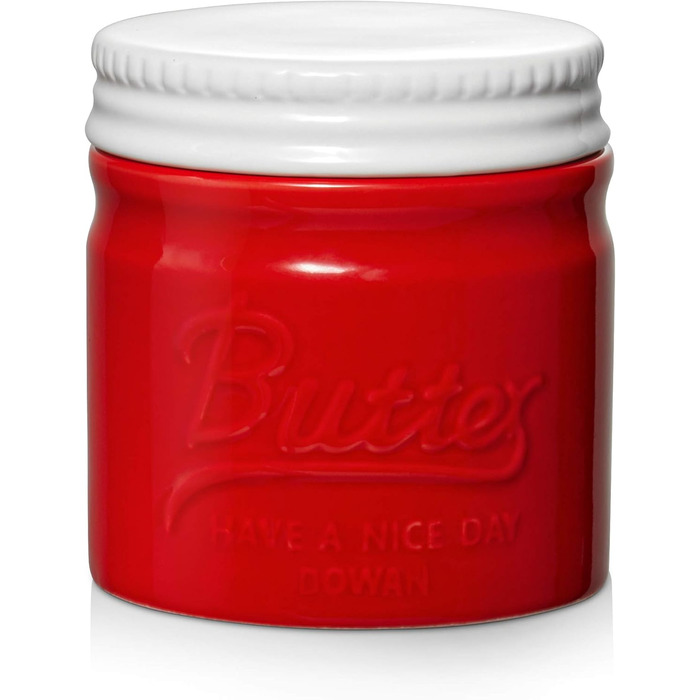 Порцеляновий горщик для масла з кришкою, червоний DOWAN