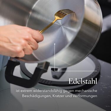 Набір посуду FLORINA 4 предмети Нержавіюча сталь 18/0 Кришка із загартованого скла Для індукційних, газових, електричних та керамічних варильних поверхонь Можна мити в посудомийній машині Високоякісний набір посуду для кожної кухні (8 предметів, Chef)