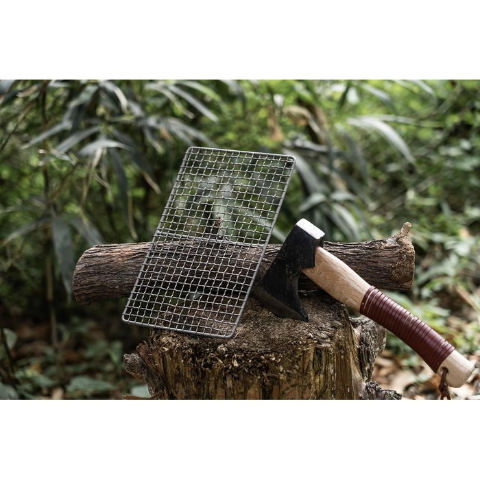 Титановая решетка для приготовления пищи Решетка для гриля на открытом воздухе Древесный уголь Барбекю Сетка Гриль Пластина Сверхлегкая охлаждающая стойка для выпечки Тяжелая еда Приготовление пищи Обжарка Кухонная утварь и подвесная цепь для кемпинга на 