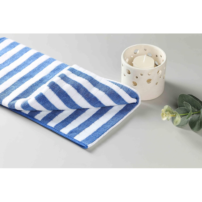 Набір з 8 кухонних рушників з мікрофібри, супервбираючих, мяких і товстих кухонних рушників, в клітинку з петлями для підвішування, 65 x 45 см, (синій)