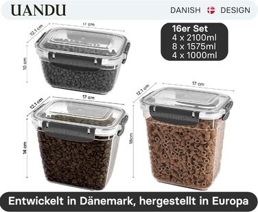 Набір банок для зберігання uandu Lock & Fresh 16, контейнери для зберігання харчових продуктів з кришками для харчових продуктів, мікрохвильова піч і морозильна камера, банки для зберігання з кришками, ящик для зберігання кухонний, банки для зберігання ге
