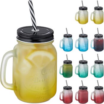 Стаканы для напитков с крышкой и трубочкой 400 мл Relaxdays