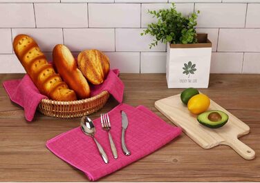 Набір з 8 кухонних рушників з мікрофібри, мяких, суперабсорбуючих і безворсових кухонних рушників, 45 x 65 см (рожевий)