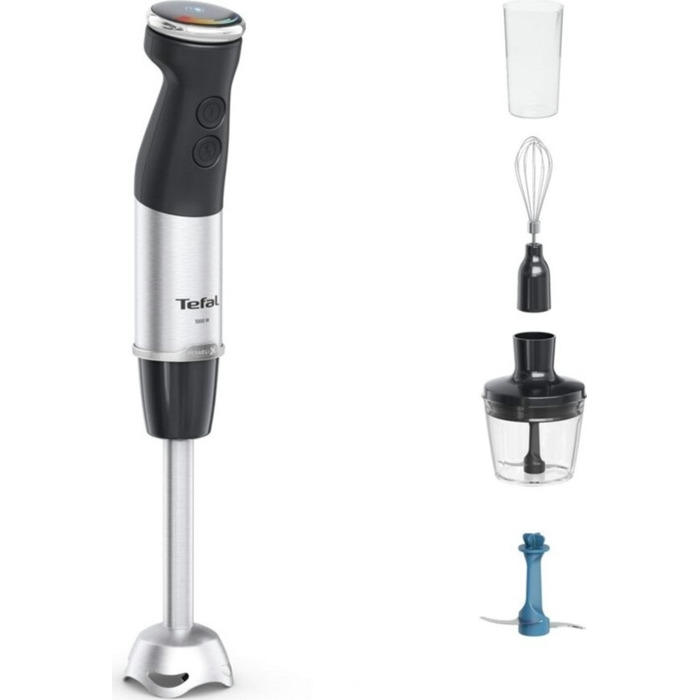 Tefal Блендер погружной Quickchef+ 1000Вт, 3в1, чаша-800мл, чоппер-500мл, турборежим, серебристо-черный
