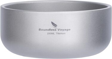 Безмежна подорож Титанова миска з подвійними стінками для дорослих Діти Відкритий кемпінговий посуд Відкрита миска Титанова миска для рису (200 мл-TI15145B.)