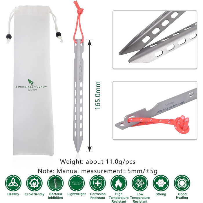 Титановые колышки для палаток 12 шт. Ti4008P iBasingo