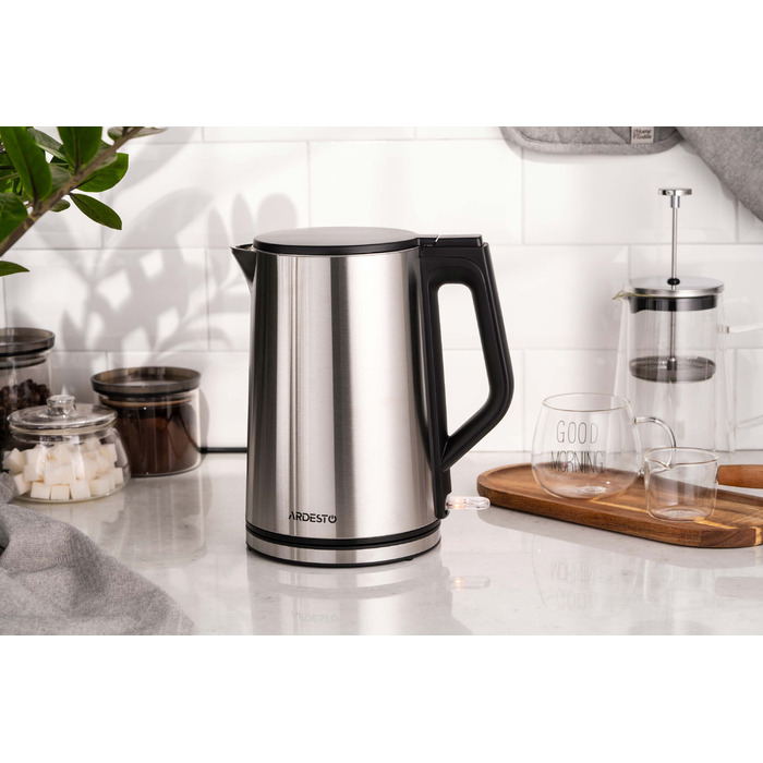 ARDESTO Електрочайник Steel Collection 1.5л, подвійні стінки, сріблястий
