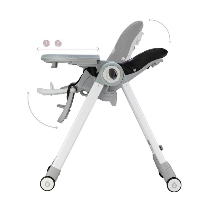 Дитячий стільчик для годування з 4 колесами та функцією гальма від 6 місяців чорний Momi