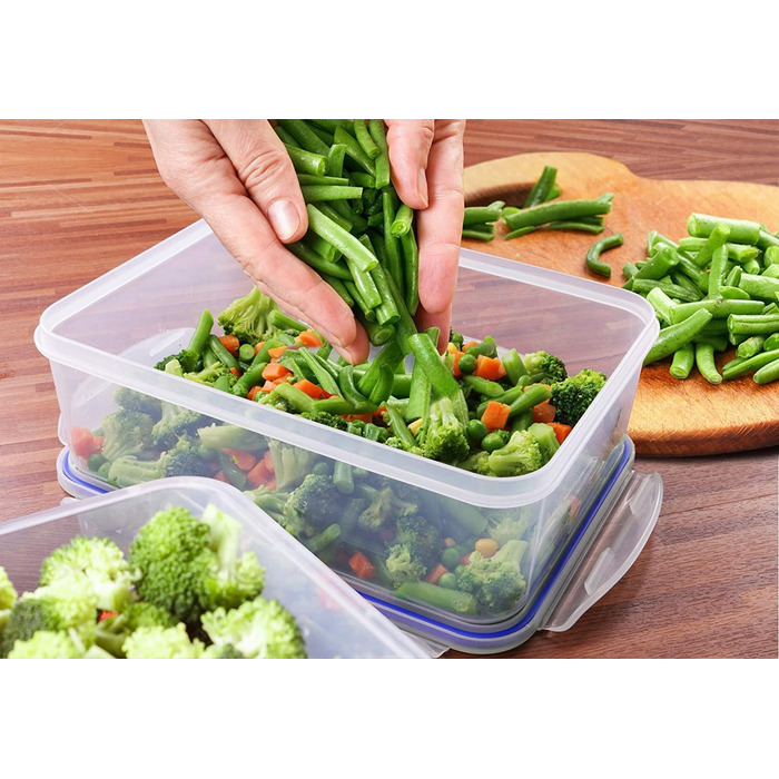 Банки для зберігання з кришками (9 контейнерів, 9 кришок) Контейнери для зберігання продуктів для кухні, кухонний органайзер без бісфенолу А (24 упаковки, синій), 18