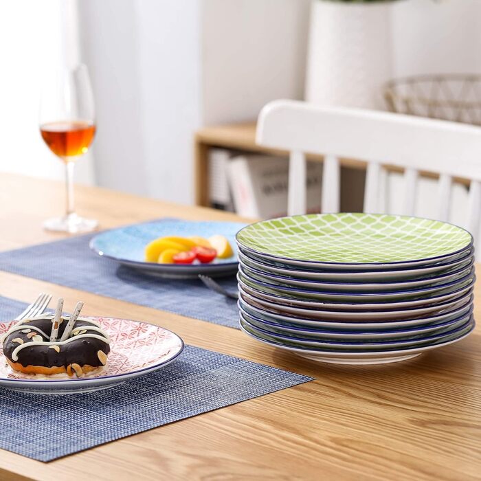 Тарілка десертна ванкассо порцеляна, 12 шт. Тарілка для торта кольорова, макарон Ø 21,5 см Тарілка плоска для сніданку Макарони 12 шт. тарілка для торта