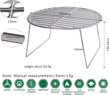 Безграничный Voyage Сверхлегкий Прочный Сверхмощный Титановый Древесный Уголь Барбекю Гриль Пластина Для Гриля На Открытом Воздухе Пешие Прогулки Кемпинг (Круглый Гриль)