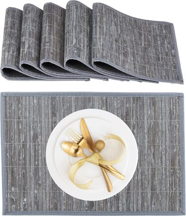 Набір із 6 сервірувальних килимків 45 x 30 см, сірий Relaxdays