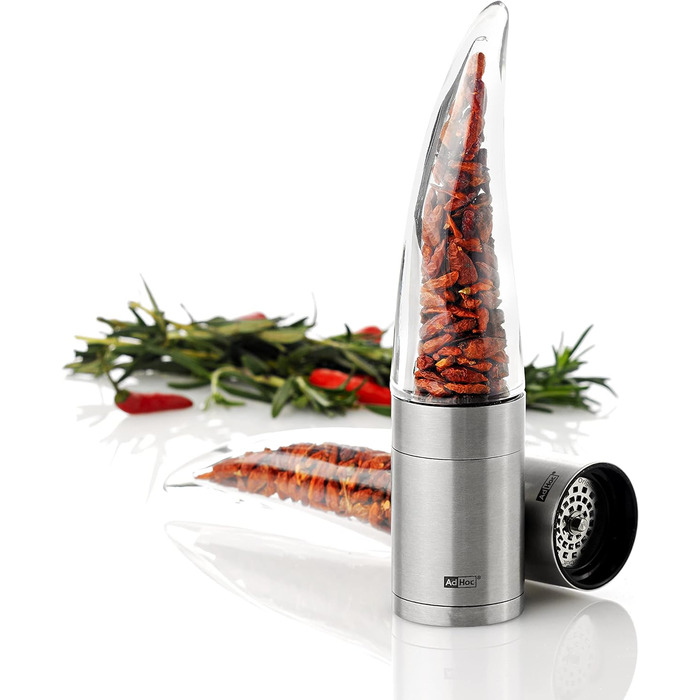 С начинкой из перца чили Резак чили с оригинальным режущим блоком Резак для специй в элегантной подарочной упаковке Матовая нержавеющая сталь (кофемолка для чили двойная кофемолка)