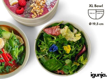 Набір керамічного посуду igunja, набір мисок та тарілок 12 предметів на 4 особи Високоякісний, 100 ручної роботи, набір посуду з реактивною глазур&39ю, матовий зовні, глянцевий всередині (бежевий, миски XL)