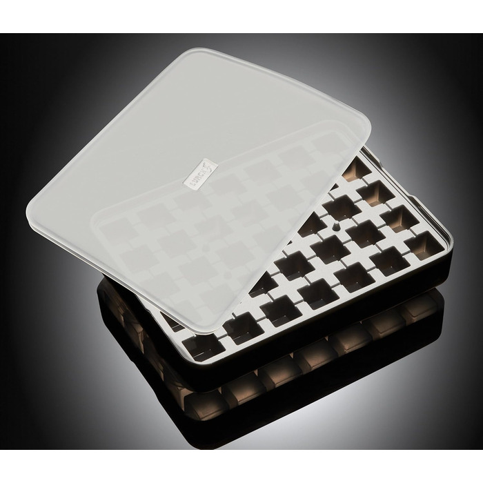 Силіконова льодогенератор Lurch ICE FORMER преміум-класу з кришкою на 20 кубиків льоду розміром 3 см, чорний, кубик 3 см (куб 2 см)