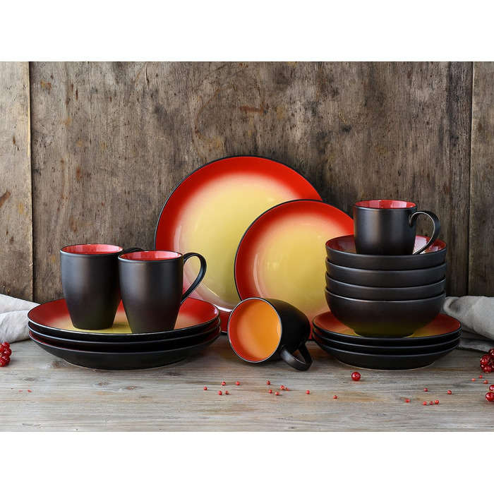 Набір посуду на 4 персони, 16 предметів, Hot Red Creatable