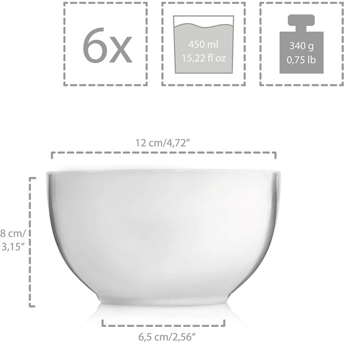 Набір салатників Singer Sunfort Набір мисок з 6 предметів для 4 осіб з керамограніту, салатники Ємність 1,1 л, розширюваний, повсякденний, спеціальна вечеря, сімейна вечеря, набір чаш на відкритому повітрі (300 мл)
