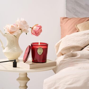 Ароматна свічка M&SENSE Лісова кабіна, ароматичні свічки у склянці, натуральна соєва свічка, час горіння 55 годин, подарункові свічки для жінок та чоловіків, подарункова свічка (дика троянда, 260 г)