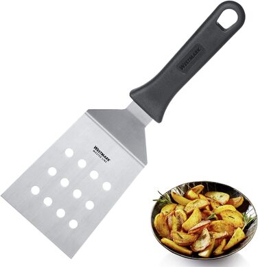 Набір Westmark, 2 шт. 2 професійні токарі/лопатки для гриля (кутові, жорсткі) з перфорованим та закритим лезом, нержавіюча сталь/пластик, Master Line, чорний/сріблястий, 134422E6, 29 см (перфоровані)