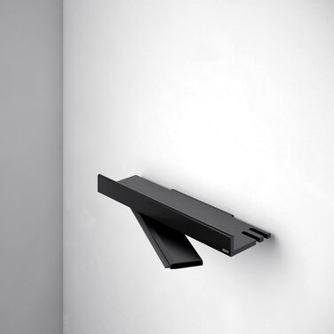 Душова полиця Keuco зі скляним ракелем з алюмінію, чорна, знімний кошик, зі зливними отворами, 35x6.6x11.6см, настінна, Reva Black Selection