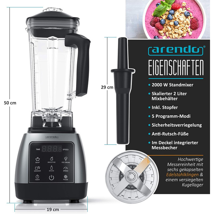 Блендер 2 л 2000 Вт Arendo