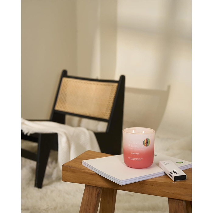 Ароматичні свічки M&SENSE Сосна та кедр у банці, велика соєва свічка 400 г з двома гнітами, час горіння 80 годин, ароматерапевтична свічка для йоги, спа та медитації. Подарунок для дівчини, дружини чи матері. Сосна та кедр (білий персик та квітка апельсин