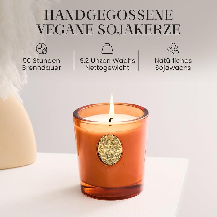 Ароматна свічка M&SENSE &quotЛісова хатина&quot, ароматичні свічки у склянці, натуральна соєва свічка, час горіння 55 годин, подарункові свічки для жінок та чоловіків, подарункова свічка (Noir Luft, 260 г)