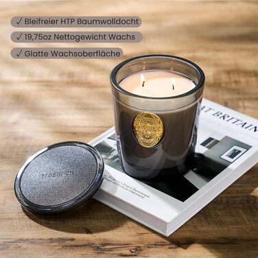 Ароматна свічка M&SENSE Лісова хатина, ароматичні свічки у склянці, натуральна соєва свічка, час горіння 55 годин, подарункові свічки для жінок та чоловіків, подарункова свічка (удове дерево, 560 г)