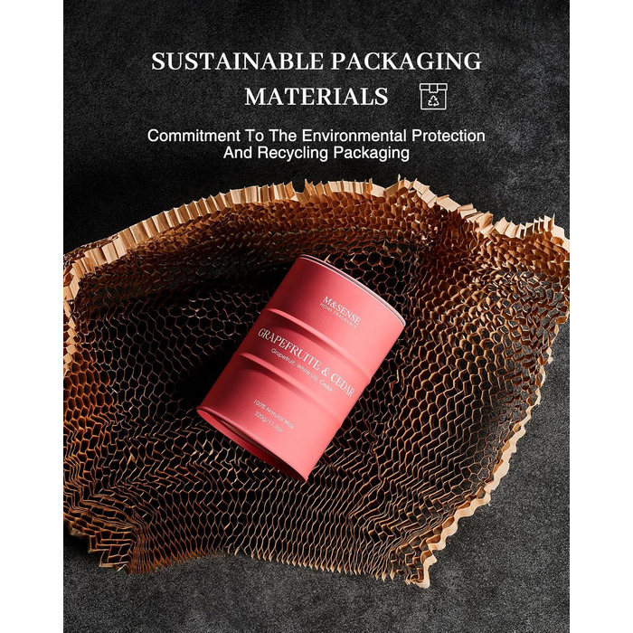 Ароматичні свічки M&SENSE з натурального соєвого воску, натуральна соєва свічка для домашнього декору, тривалий час горіння до 70 годин, класні подарунки-свічки для чоловіків та жінок (320 г, грейпфрутовий кедр)