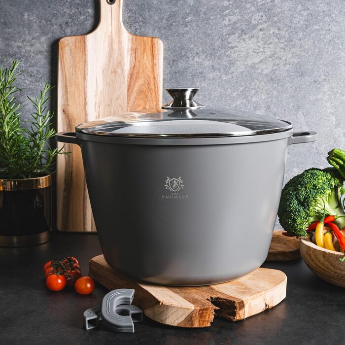 Набір посуду для індукційної плити KARL HAUSMANN, 2 предмети - 610 л - Набір посуду з покриттям - Каструлі з литого алюмінію з кришками - Каструлі з антипригарним покриттям для всіх плит, включаючи індукційні - Набір посуду - Каструля для тушкування (614 