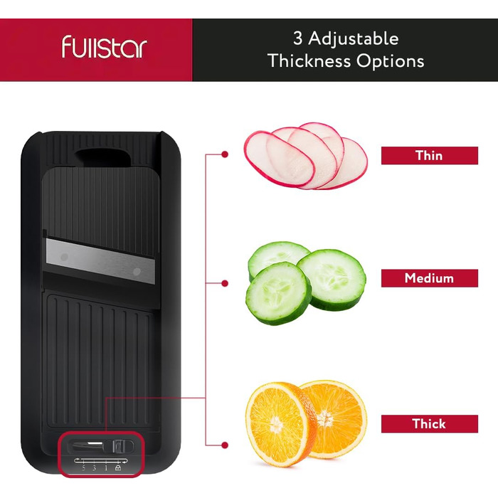 Овочерізка мандоліна, овочерізка, нарізка для огірків, нарізка для цибулі, картоплерізка, фрукторізка, терка для овочів та сиру, різак для жульєну (все в 1, чорний колір)